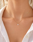 Lab Grown Heart Diamond Necklace, 14K Gold Floating Diamond Pendant, Drilled Heart Shaped Diamond Necklace, Solitaire Gift for Her