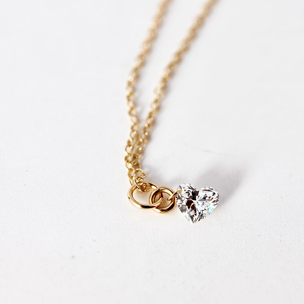 Lab Grown Heart Diamond Necklace, 14K Gold Floating Diamond Pendant, Drilled Heart Shaped Diamond Necklace, Solitaire Gift for Her