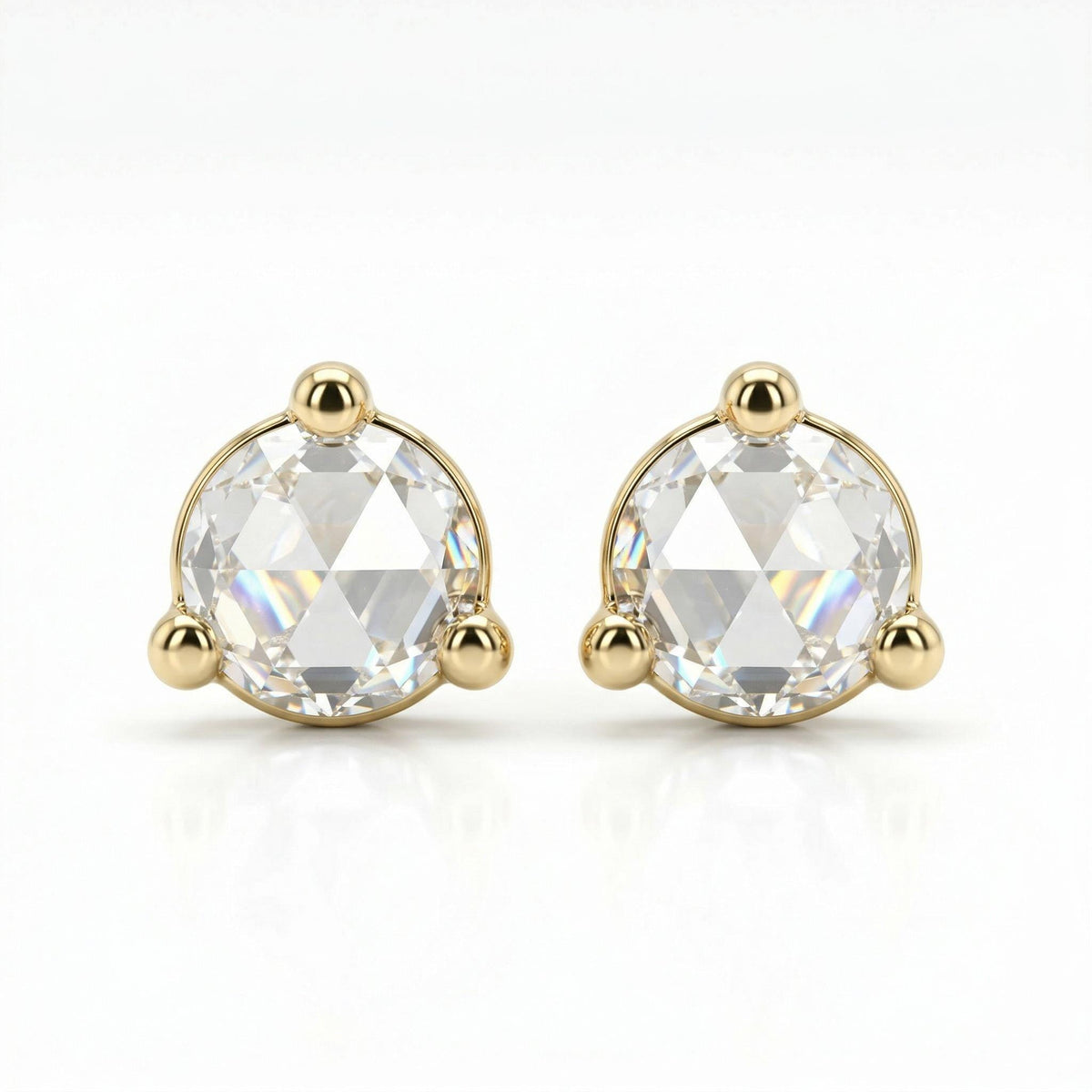 Rose Cut Diamond Earrings in 14k Gold - Melt'm Jewelry