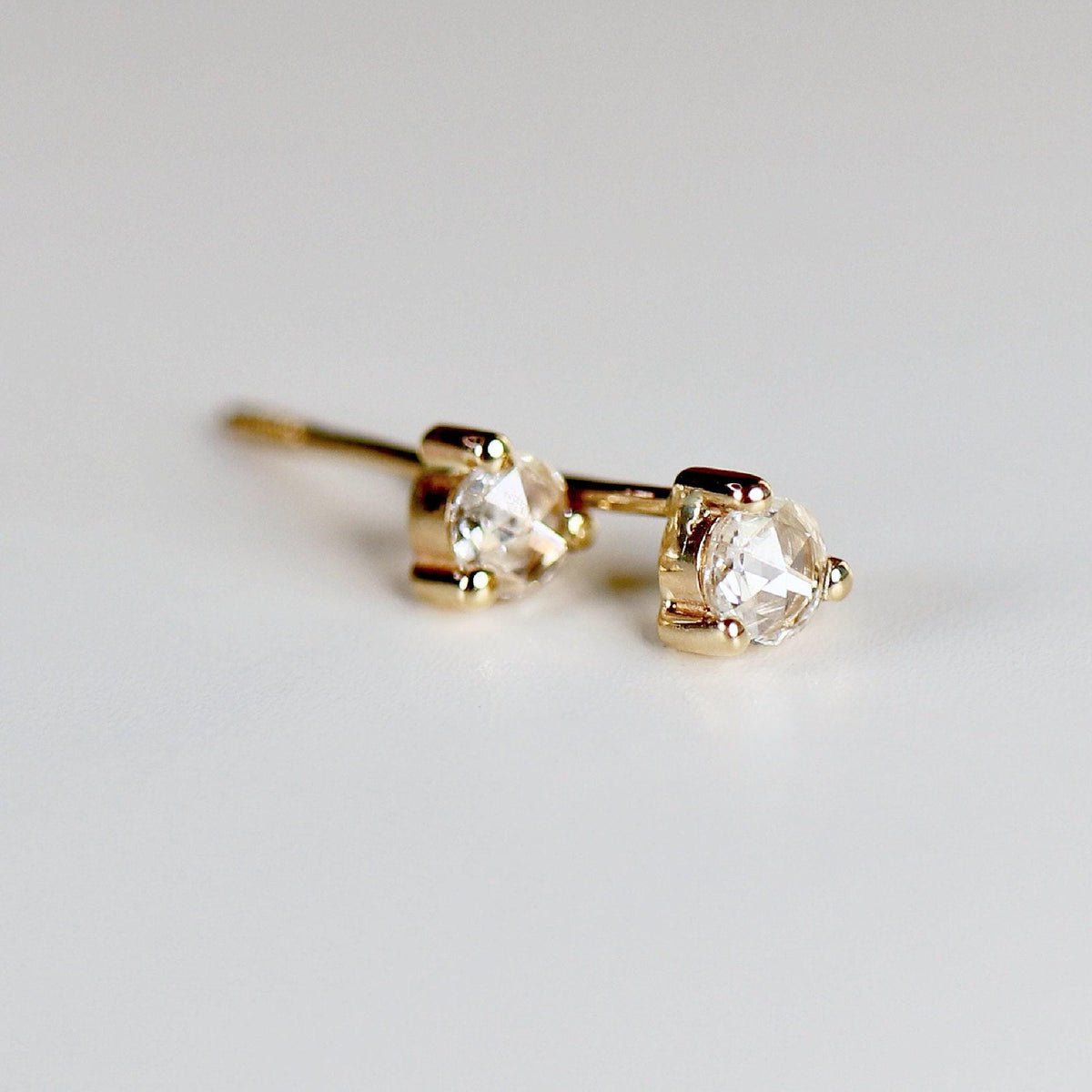 Rose Cut Diamond Earrings in 14k Gold - Melt'm Jewelry