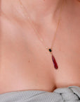 14k Gold Pink and Green Tourmaline Drop Necklace - Melt'm Jewelry