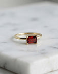 14k Gold East West Garnet Ring - Melt'm Jewelry