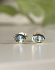 Aquamarine Stud Earrings 14k Solid Gold - Melt'm Jewelry