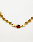 Gold Coin Chain Garnet Necklace, Garnet Choker - Melt'm Jewelry