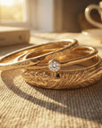Set of 3 Gold Hammered Band Rings -Stacking Ring Set - Melt'm Jewelry