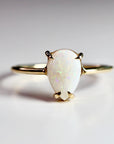 Pear Cut Australian Opal Engagement Ring 14k Solid Gold - Melt'm Jewelry