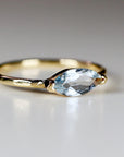 Marquise Aquamarine Ring, 14k Gold Aquamarine Engagement Ring - Melt'm Jewelry
