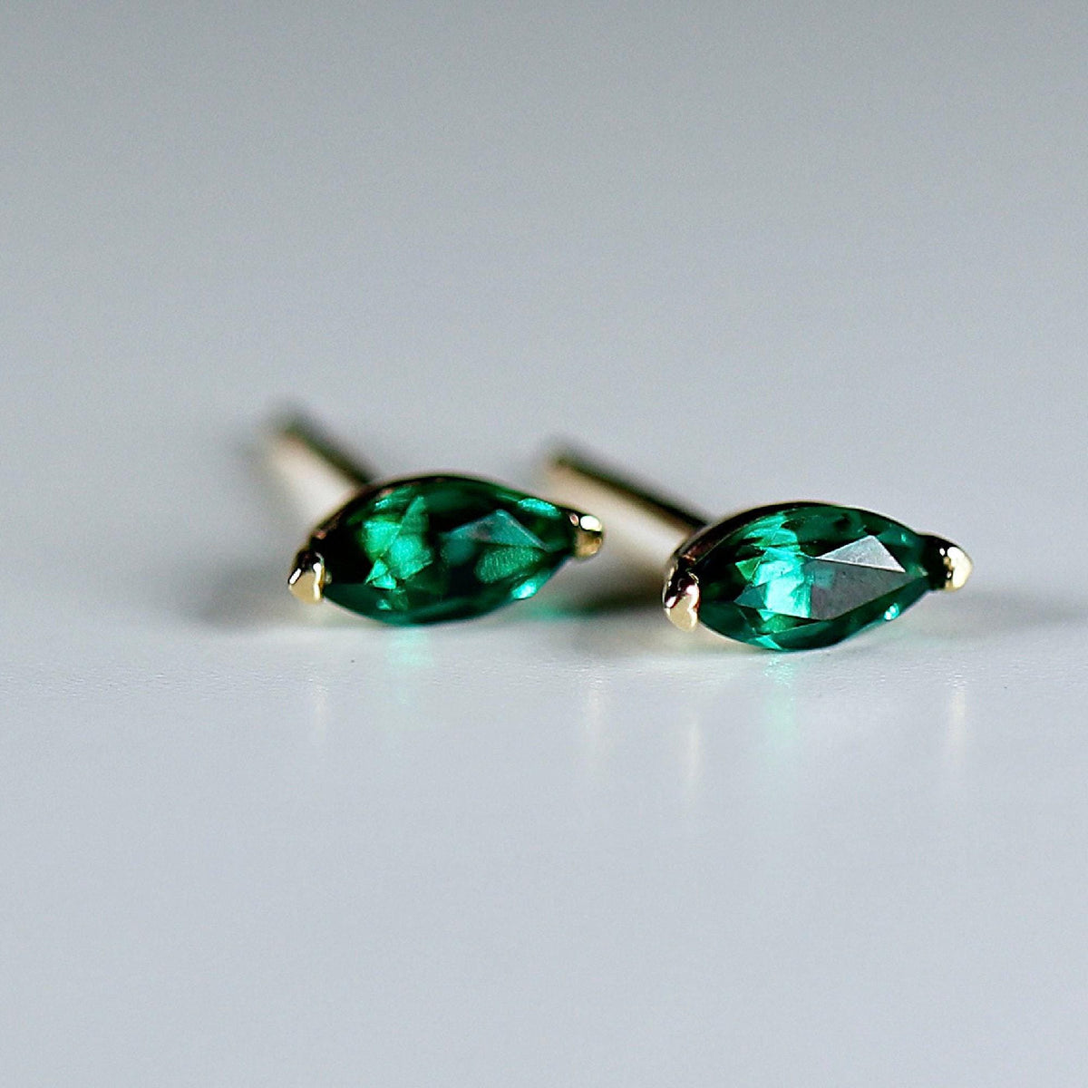 Genuine Marquise Emerald Earrings 14k Gold - Melt'm Jewelry