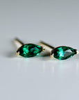 Genuine Marquise Emerald Earrings 14k Gold - Melt'm Jewelry