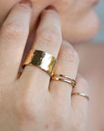 Gold Filled Wide Hammered Ring - Melt'm Jewelry