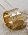Gold Filled Wide Hammered Ring - Melt'm Jewelry
