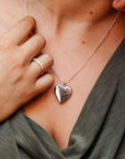 Personalized Birth Flower Heart Locket Necklace, Memorial Photo Pendant Necklace - Melt'm Jewelry