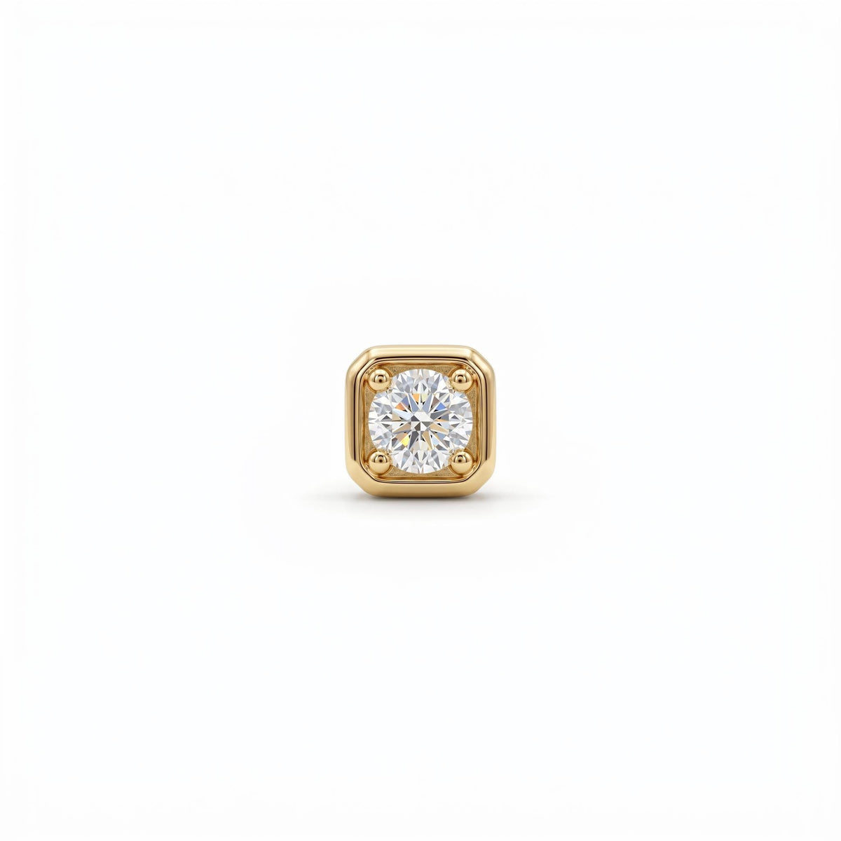Cz Square Flat Back Earrings 14k Solid Gold (SINGLE OR PAIR), Internally Threaded Earrings (SINGLE or PAIR) - Melt'm Jewelry