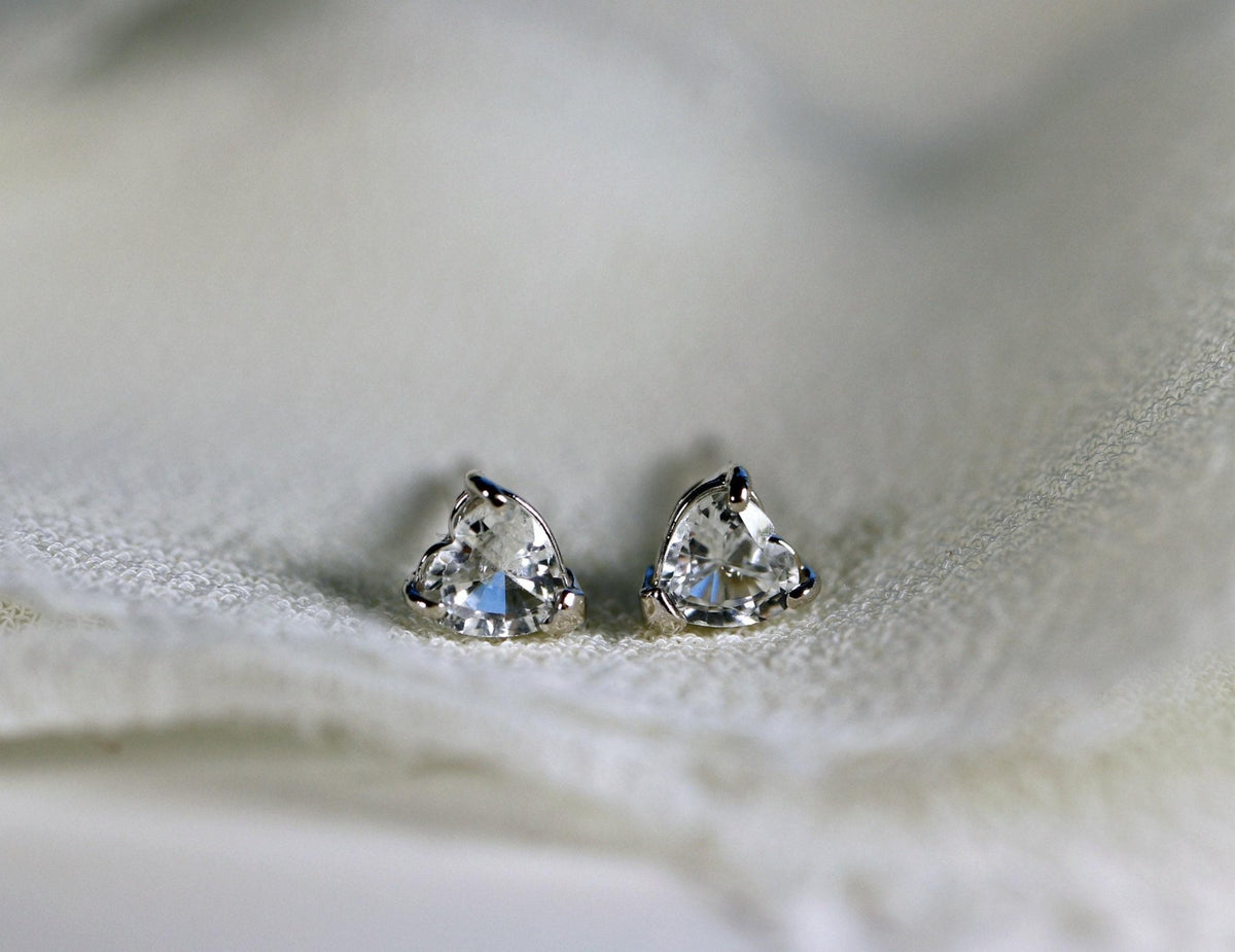 14k White Gold White Sapphire Earrings 14k Gold - Melt'm Jewelry