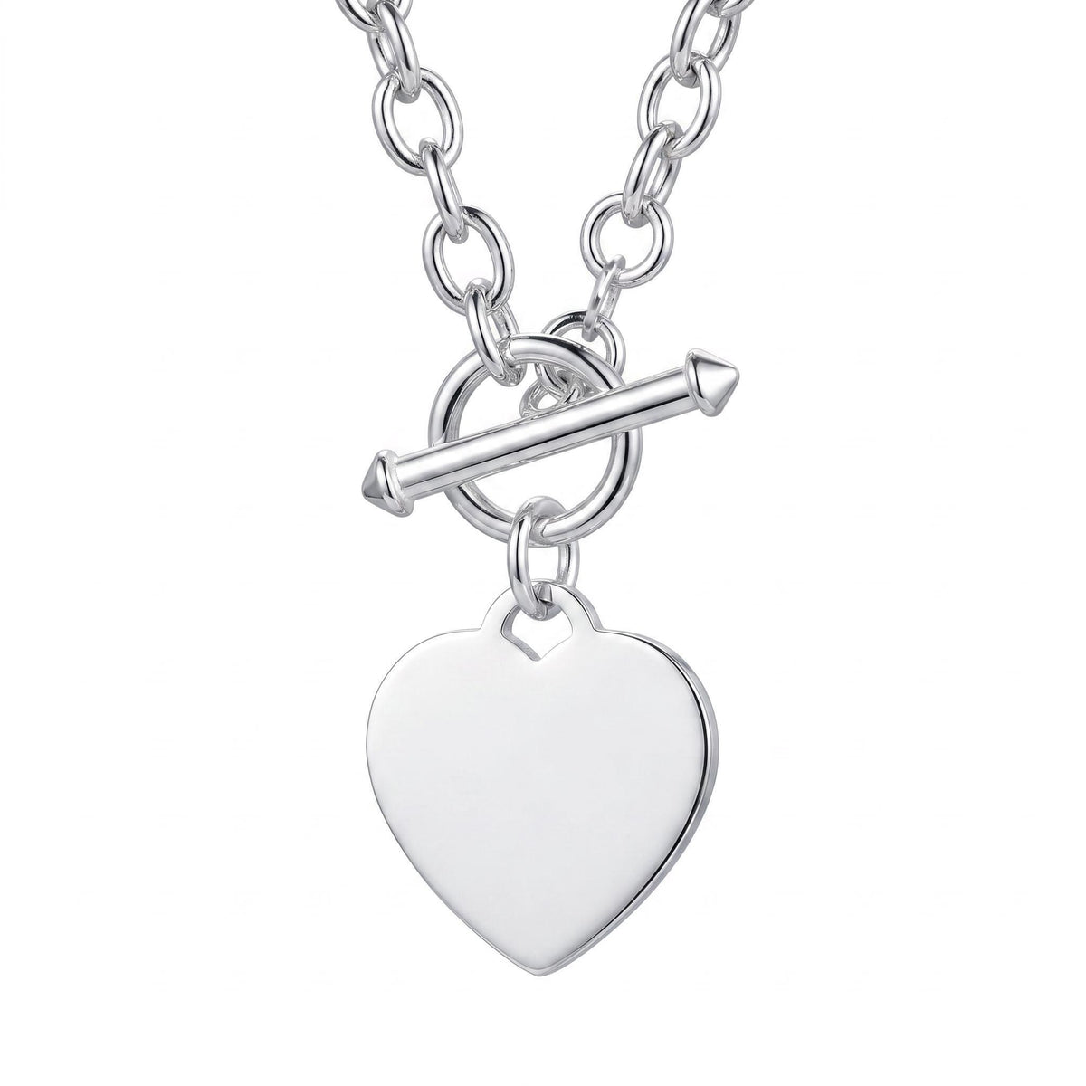 Sterling Silver Engraved Heart Necklace, Personalized Heart Pendant - Melt'm Jewelry
