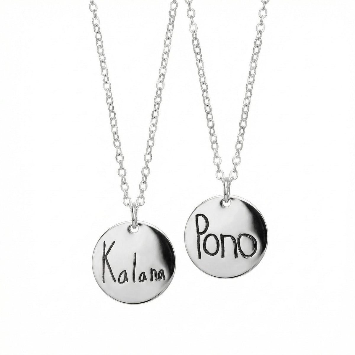 Actual Handwriting Disk Necklace, Kids Name Gold Pendant - Melt'm Jewelry