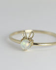 October Birthstone Bunny Ring 14k Gold - Opal or Pink Tourmaline - Melt'm Jewelry