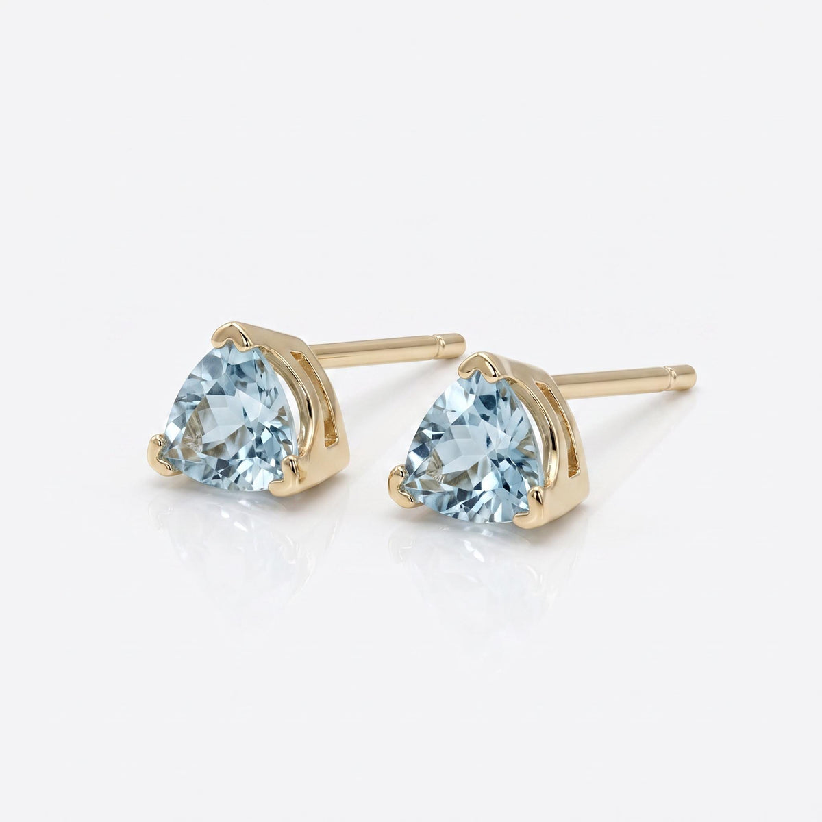 Trillion Blue Topaz Earrings 14k Gold, Gift For Her, Blue Topaz Stud Earrings - Melt'm Jewelry