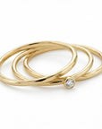 Dainty Diamond Ring 14k Solid Gold – Tiny Bezel Set Diamond Solitaire Stacking Ring - Melt'm Jewelry