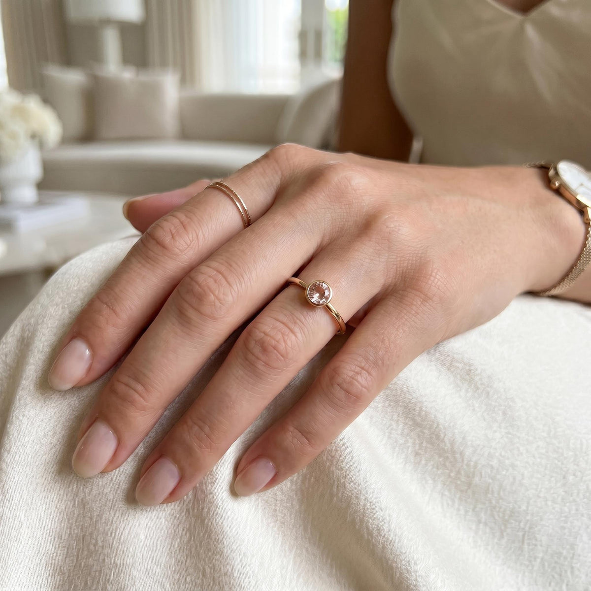 14k Gold Blush Morganite Ring - Melt'm Jewelry