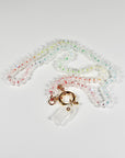 Hand Knotted Rondelle Moonstone Necklace on Rainbow Silk, Gold Filled Figure Eight Charm Holder - Melt'm Jewelry