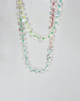 Hand Knotted Rondelle Moonstone Necklace on Rainbow Silk, Gold Filled Figure Eight Charm Holder - Melt'm Jewelry