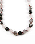 Black Rutilated Quartz Necklace, Hand Knotted Red Silk Strand, Gold Filled Clasp and Extender, 17 Inch - Melt'm Jewelry