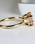 Emerald Cut Morganite Ring 14k Solid Gold - Melt'm Jewelry