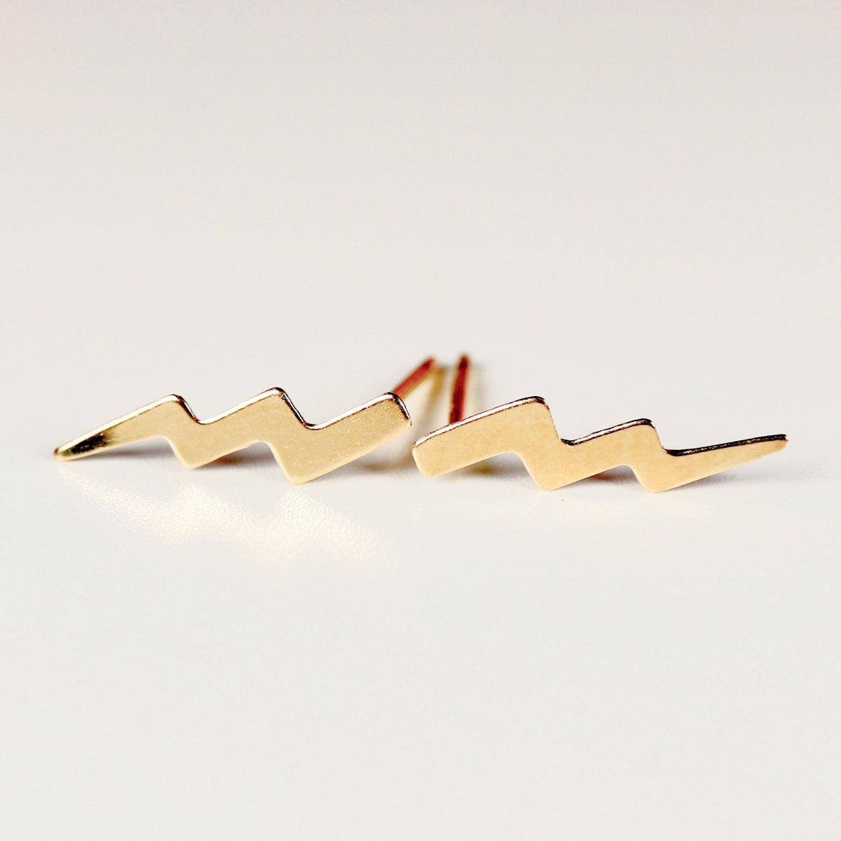 Gold Lightning Bolt Stud Earrings - Melt'm Jewelry