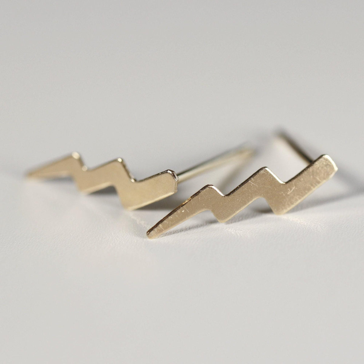 Gold Lightning Bolt Stud Earrings - Melt'm Jewelry