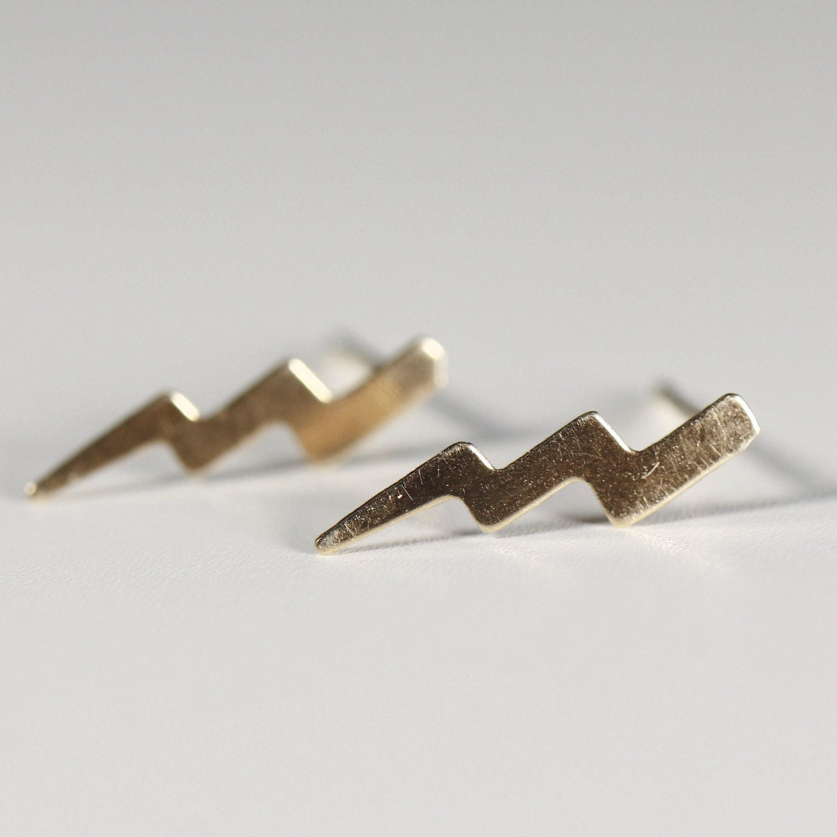 Gold Lightning Bolt Stud Earrings - Melt'm Jewelry