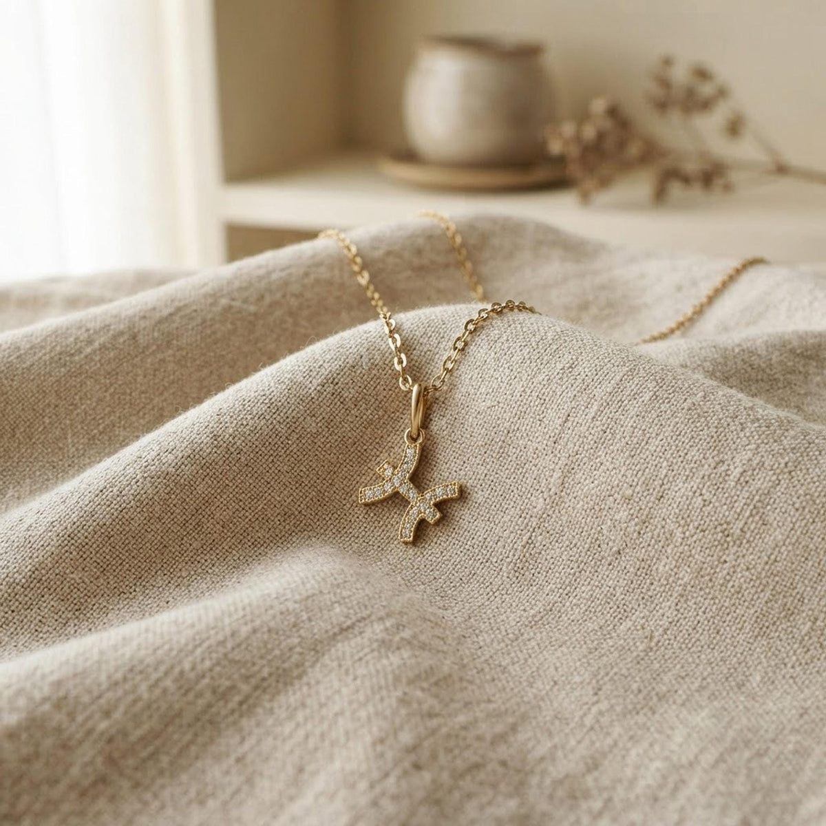14k Solid Gold Zodiac Necklace, Personalized Horoscope Pendant, CZ Diamond Astrology Jewelry, Custom Cancer Sign Necklace, Mom Gift shown in an AI-generated listing photo
