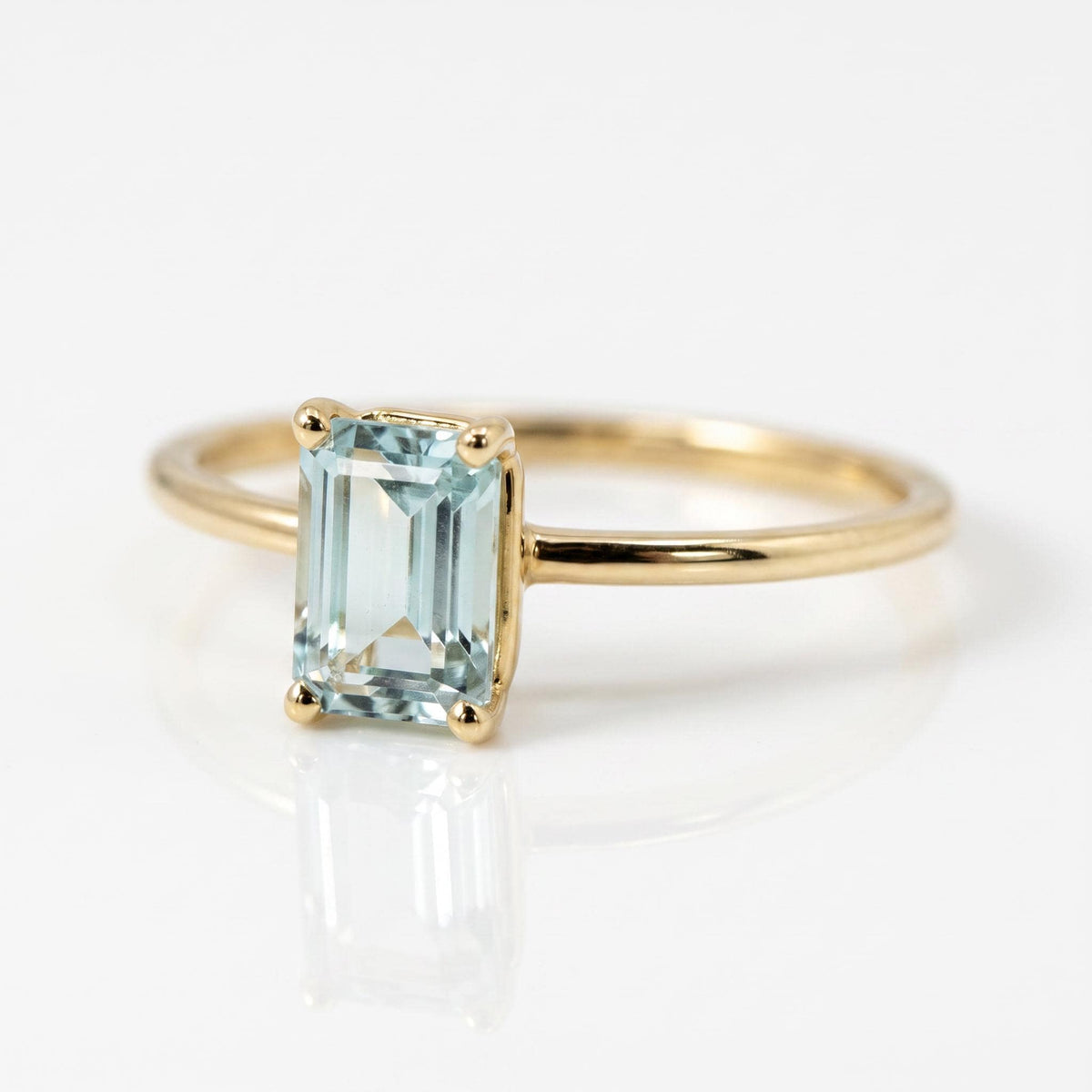 14k Gold Emerald Cut Aquamarine Ring - Melt'm Jewelry