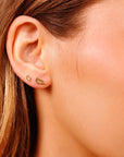 Leaf Flat Back Earrings 14k Solid Gold (SINGLE), Nature Stack Earrings - Melt'm Jewelry