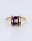 14k Solid Gold Square Ametrine Ring - Melt'm Jewelry
