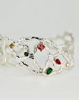Multi-Gem Gemstone Cuff Bracelet in Sterling Silver and 14k Gold Set- One of A Kind - Melt'm Jewelry
