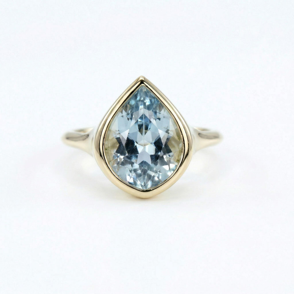 Fancy Cut Aquamarine Bezel Set Ring, Gold Statement Ring - Melt'm Jewelry