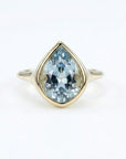 Fancy Cut Aquamarine Bezel Set Ring, Gold Statement Ring - Melt'm Jewelry