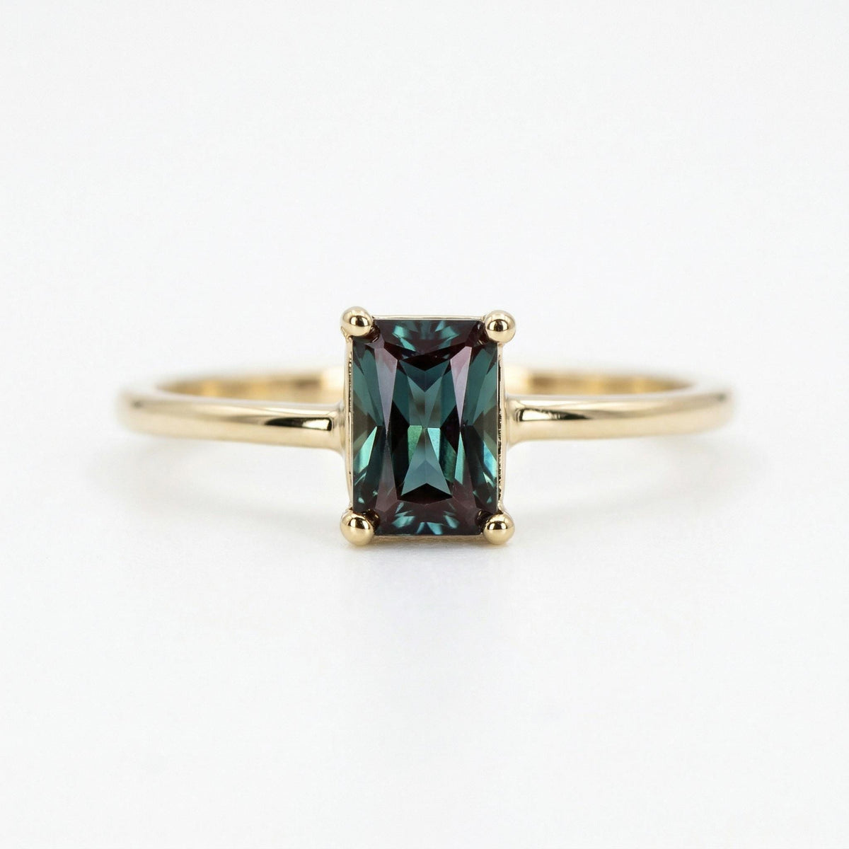 14k Gold Emerald Cut Alexandrite Ring - Melt'm Jewelry