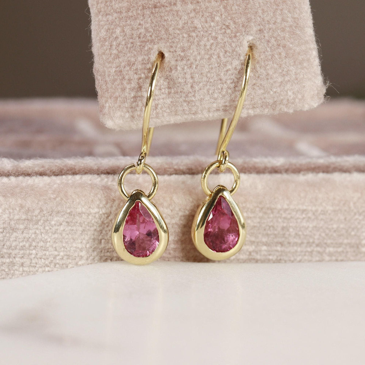 18k Gold Pink Tourmaline Earrings - Melt'm Jewelry