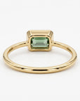 Emerald Cut Bezel Set Green Tourmaline Ring in 14k Gold - Melt'm Jewelry