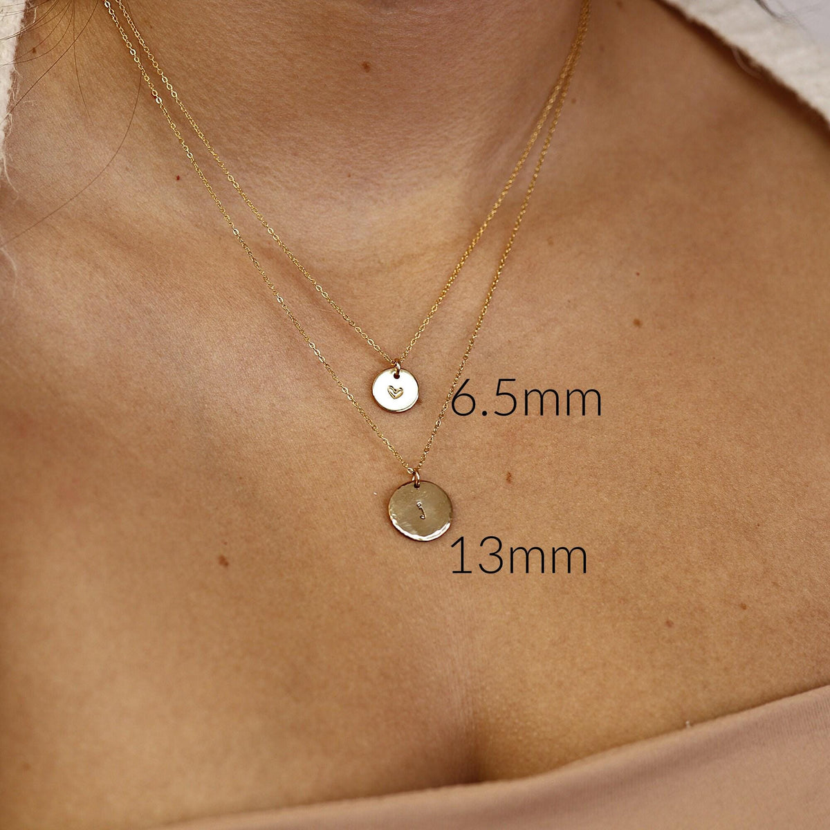 Dainty Initial Necklace Gold Filled, Hand Stamped Initial Necklace - Melt'm Jewelry