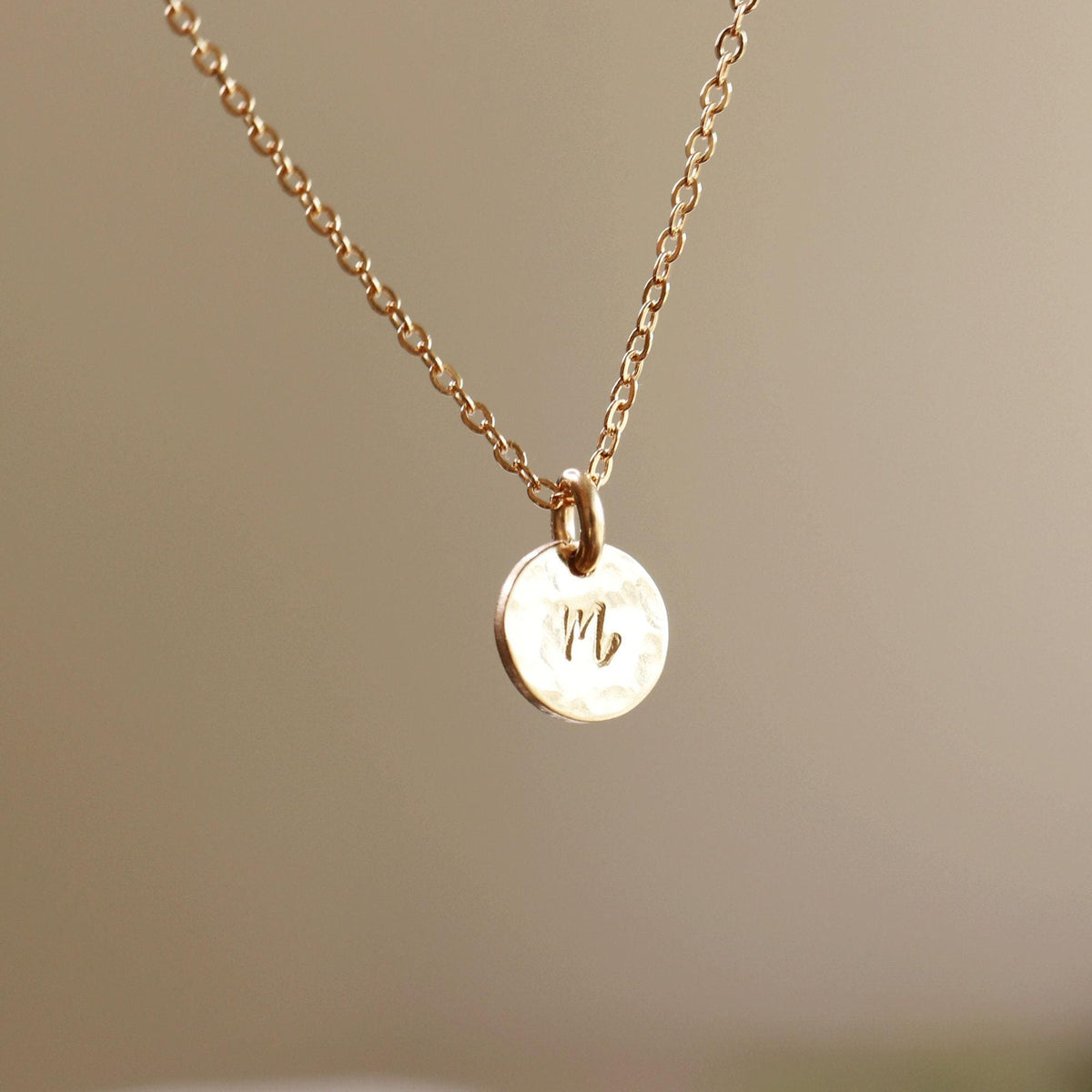Dainty Initial Necklace Gold Filled, Hand Stamped Initial Necklace - Melt'm Jewelry