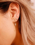 Pear CZ Bezel Set Flat Back Earrings 14k Solid Gold (single or pair) - Melt'm Jewelry