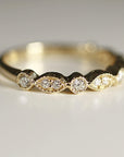 Art Deco Wedding Band 14k Solid Gold, Milgrain Diamond Wedding Ring - Melt'm Jewelry