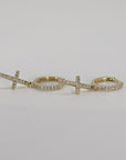 Diamond Cross Hoop Earrings (SINGLE or PAIR) - Melt'm Jewelry