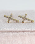 14k Yellow Gold Diamond Cross Earrings (SINGLE OR PAIR) - Melt'm Jewelry