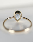 Bezel Set Pear Cut Aquamarine Ring in 14k Gold - Melt'm Jewelry
