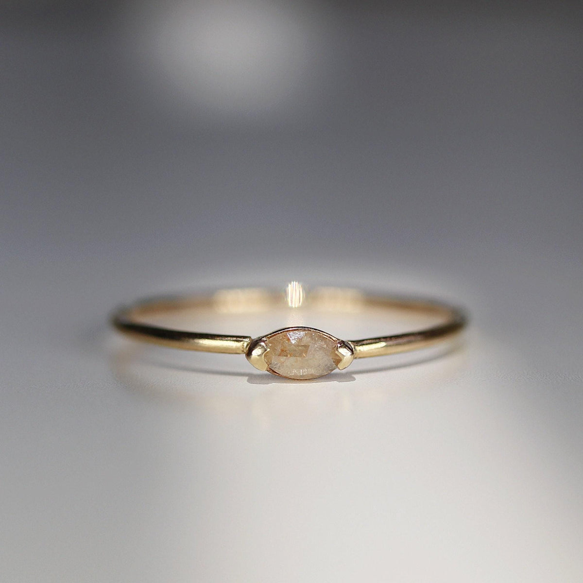 Marquise Diamond Ring 14k Gold, Champagne Diamond East West Ring - Melt'm Jewelry