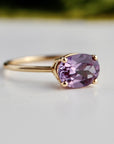 Color Change Sapphire Ring 14K Gold, East West Oval Lab Grown Sapphire Ring, Purple Sapphire Engagement Ring, Alternative Bridal Ring - Melt'm Jewelry